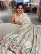 White Brocade Kanjeevaram with  embroidery D62F039