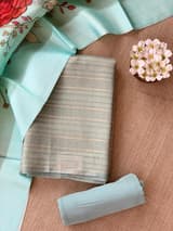 Mint Blue Banarasi Chiniya Silk 3-pc Suit set : SS62J09