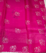 Rani pink Premium Handloom Designer Tissue saree with exquisite embroidery