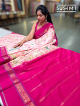 Pastel Pink Pichwai Printed Kanjeevaram Silk Saree