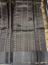 Black Poona Silk Saree with Mashru Open Borders