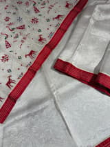 Snowwhite Tissue Saree with patola inspired borders and figure embroidery tissue blouse SS50421