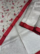 Snowwhite Tissue Saree with patola inspired borders and figure embroidery tissue blouse SS50421