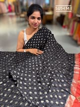 Black Banarasi Bandhej Silk saree : D62F010