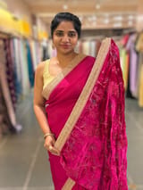 Pink crepe Silk Saree