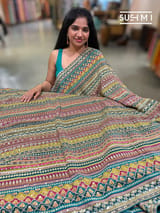 Printed crepe silk with allover sequnce : S62F129