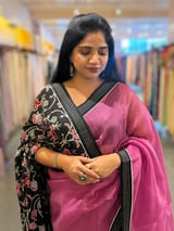 Plum Jamoon Organza Saree with embroidered blouse SS50274