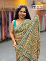 Printed crepe silk with allover sequnce : S62F129
