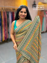 Printed crepe silk with allover sequnce : S62F129