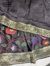 Black Banaras Mashru Silk with embroidery SS5004