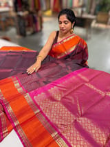 Winish Brown Kanchi vintage checks saree with Gap Border SS50173