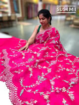 Pink Pure Organza with petite point embroidery: S62F171