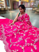 Pink Pure Organza with petite point embroidery: S62F171