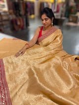 Peach & Reddish Pink Combo Banarasi Tissue Brocade saree SS50216