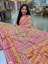Printed crepe silk with allover sequnce : S62F127