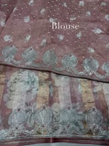 Printed Organza Tissue stripes saree with embroidery