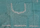 Peacock Blue Pure Organza heavy allover Handwork Saree