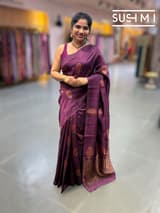 Wine Banarasi Handloom Dupion Rawsilk Saree : S62F099