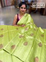 Apple Green Banarasi Handloom Dupion Rawsilk Saree : S62F100