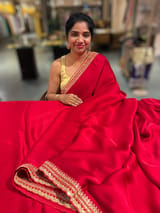 Red Satin Saree