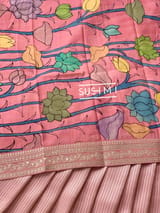 Dusty Pink Banarasi tonchoi with pen kalamkari Blouse : D62F020