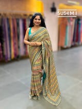 Printed crepe silk with allover sequnce : S62F129