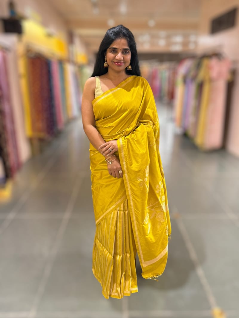 Lime yellow Designer Ektara Banarasi Silk Saree