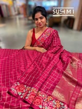 Ruby Pink Mysore Silk Saree with petitepoint embroidery S62110