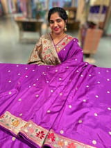 Majenta Kanchi soft silk saree with pythani and jamdani inspired embroidery SS50135