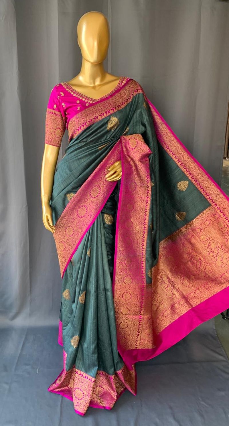 Pure handloom Banarasi Tussar Saree