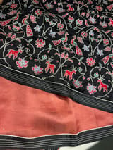 Rust Organza Saree with embroidered blouse