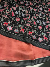 Rust Organza Saree with embroidered blouse