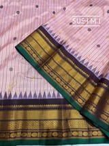 Pastel Pink vintage checks Gadwal Silk Saree : S62F213
