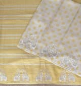 Pastel Yellow Designer Silk kota saree with elephant embroidered border SS50266