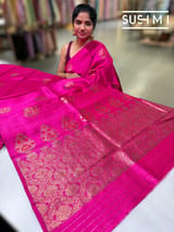 Fuschia Pink Banarasi Handloom Dupion Rawsilk Saree : S62F105