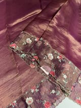 Wine Pure Tissue Saree with embroidered border