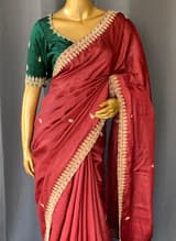 Burgundy Pure Handloom Tussar Saree
