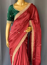 Burgundy Pure Handloom Tussar Saree