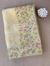 Pastel Yellow shibori printed pure organza saree DSCL043