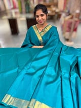 Peacock Green vintage Kanchipuram silk saree with pen kalamkari blouse SS50180