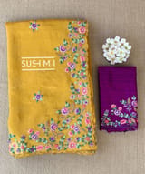 Mango Yellow Mul Tissue stripes saree DSCL041