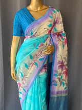 Pure silk Saree with hand paint