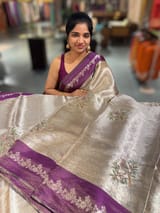 Purple Banarasi Brocade Tissue with embroidery SS50220