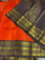 Orange & Dark Brown Combo Vaira Oosi Stripes Vintage Kanjeevaram Saree SS50165