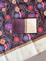 Brown Pure tussar with patola inspired embroidery: S62F194