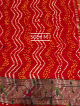 Orange bandhej saree with embroidery : S62F204