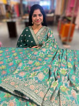Emerald Green & Blue Banarasi bandhini georgette SS5051
