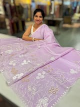 Lilac Organza Saree With Tissue Applique Work