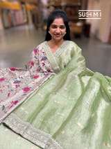 Apple Green Banarasi Tissue : S62F221