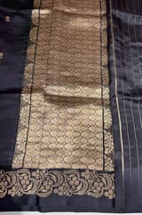 Black Poona Silk Saree with Mashru Open Borders